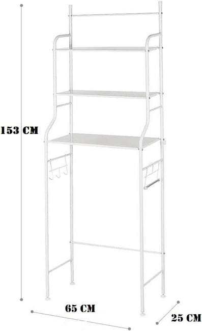 Scaffale Sopra WC, Mobile a 3 Ripiani con 4 Ganci e Barra Inferiore Regolabile, Scaffale Multiuso per Bagno Balcone Lavanderia, 63x24x164 cm ( | Leroy Merlin Scaffale Sopra WC, Mobile a 3 Ripiani con 4 Ganci e Barra Inferiore Regolabile, Scaffale Multiuso per Bagno Balcone Lavanderia, 63x24x164 cm ( | Leroy Merlin