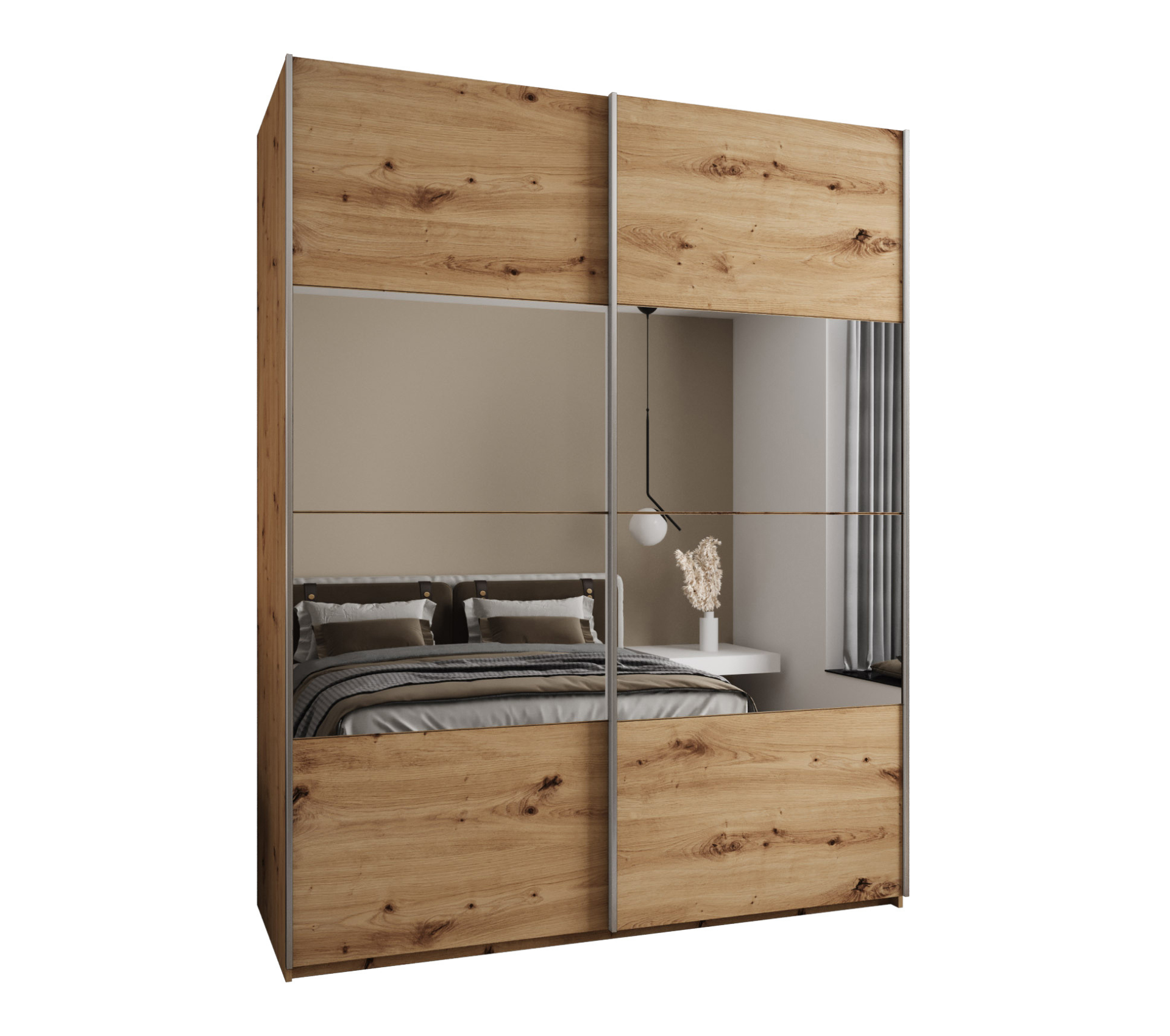 Szafa przesuwna wysoka Lux 4 190 x 64 x 245,5 cm artisan + artisan + u. srebrny - Abiks Meble