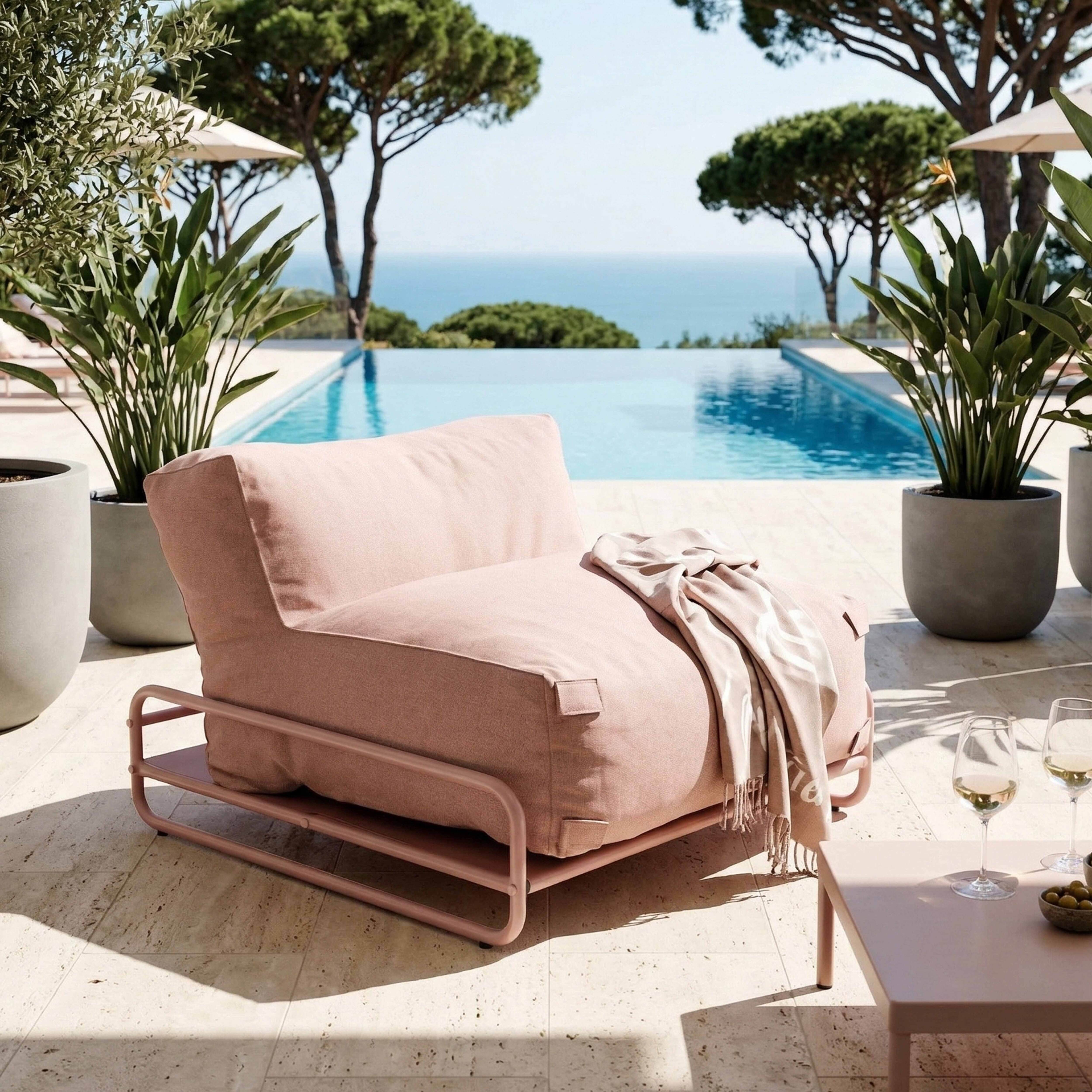 Oviala  Tumbona Modular De Jardín Con Estructura Empolvado, Mixi Rosa , Leroy Merlin