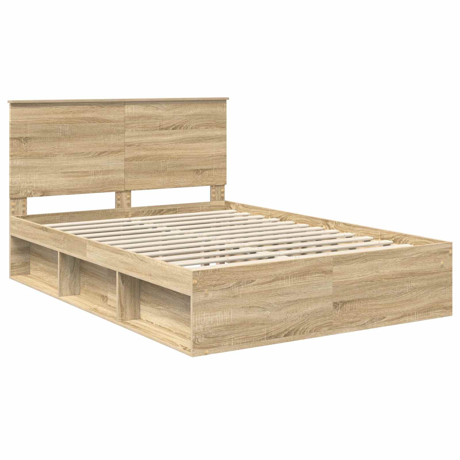 Cadre de lit uni chêne en bois de pin massif pour la chambre, 150 × 200 cm - 4