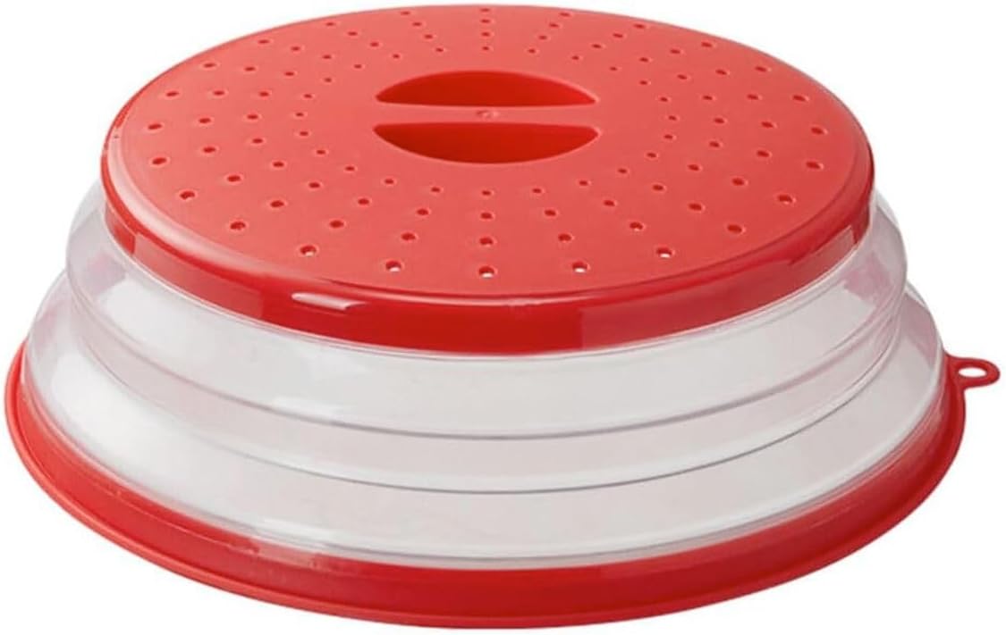 Couvercle Micro-Ondes Pliable 26,5 Cm – Passoire, Protection Éclaboussures, Gris, Résistant Chaleur 150°C