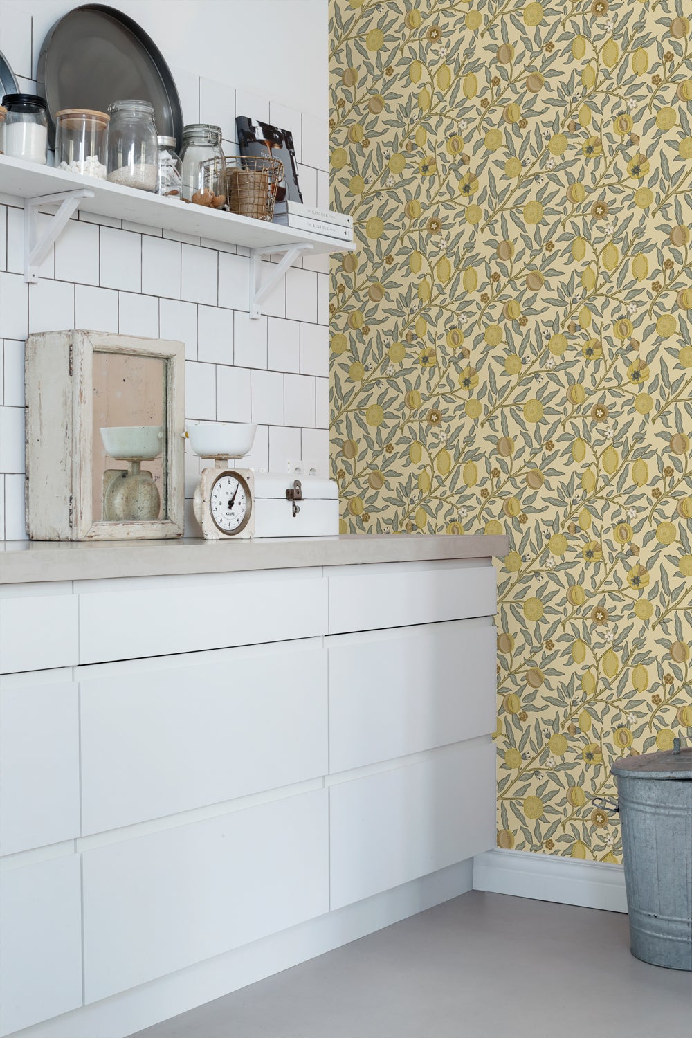 Papier peint des fruits et des feuilles exotiques jaune et vert - 50 x 900 cm - ESTAhome - 4