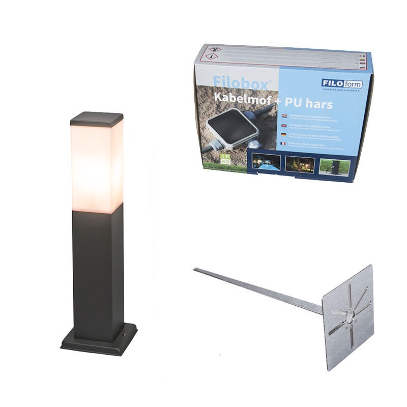 Qazqa nowoczesny lampa słupkowa do ogród - Malios - ciemnoszary, max. 60w, kompatybilny z żarówką LED, e27, 45cm, IP44