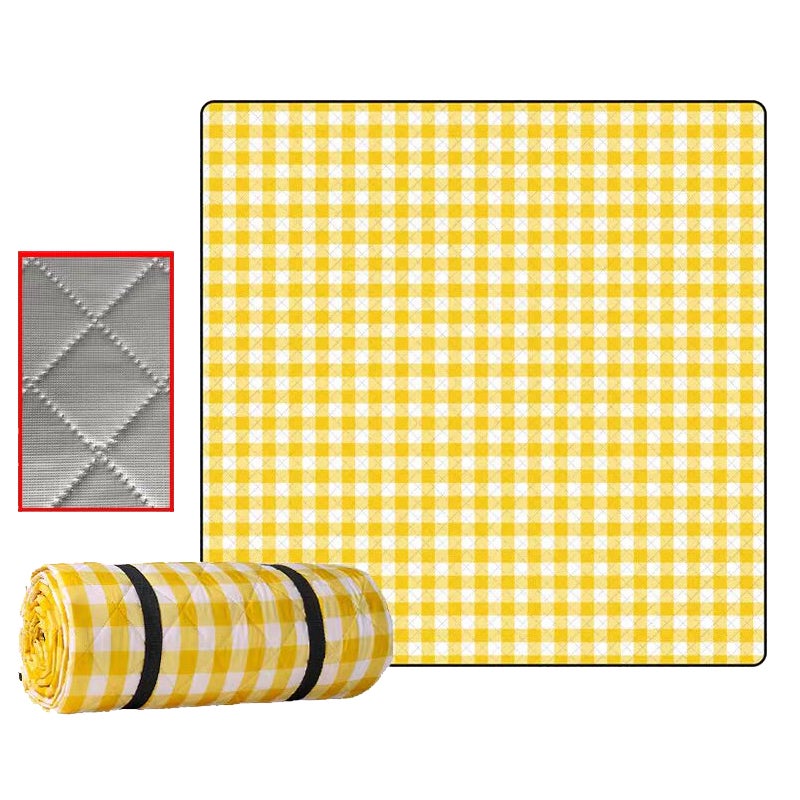 Koc piknikowy 150*100CM, gruby mata zewnętrzna, nadający się do prania w pralce, składany, wodoodporny i piaskoodporny, żółty