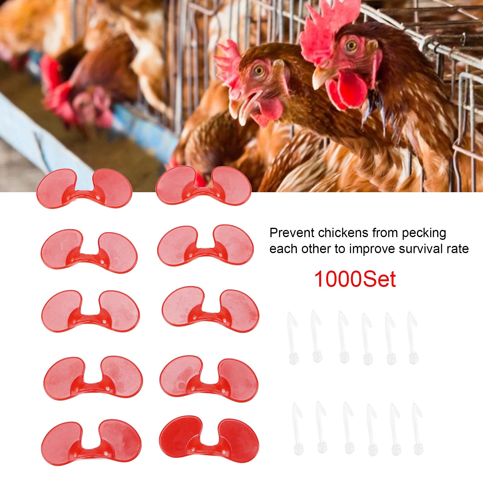 1000Set 6cm Paraocchi per Pollo con Fori in Plastica Anti Beccate per Pollo Occhi Occhiali Accessorio - 7