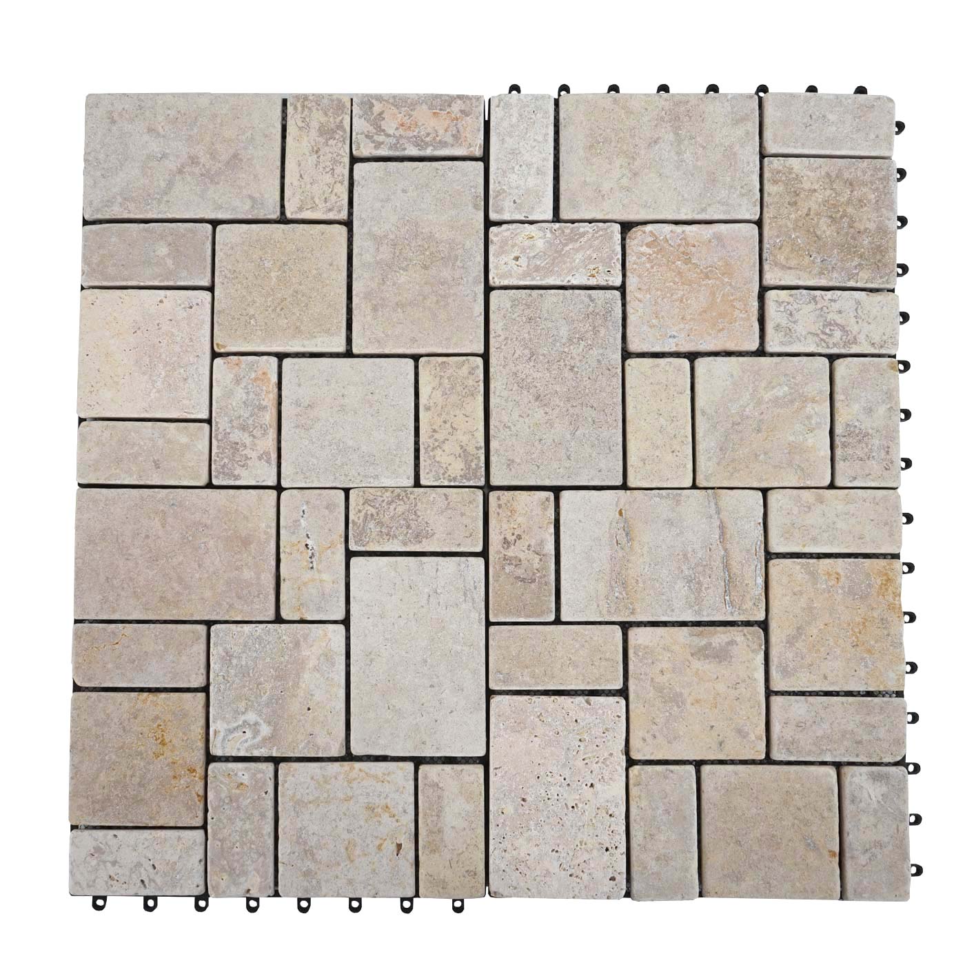 Carreau en pierre HWC-K70, carreau de sol, balcon/terrasse en pierre naturelle, 11x 30x30cm = 1m² ~ blanc - 6