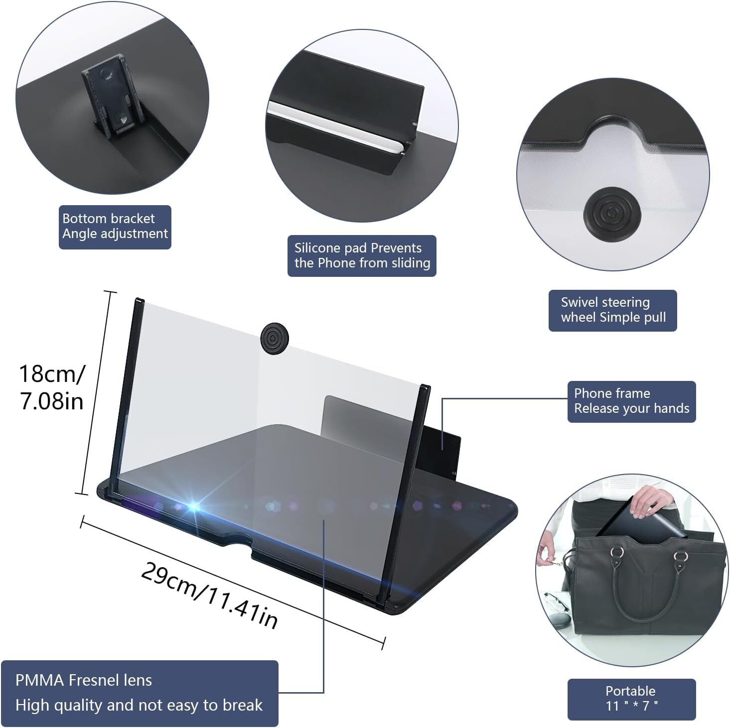 Lente Ingrandimento Schermo 26X Vidoelettronica® Con Cassa Bluetooth E Supporto Smartphone