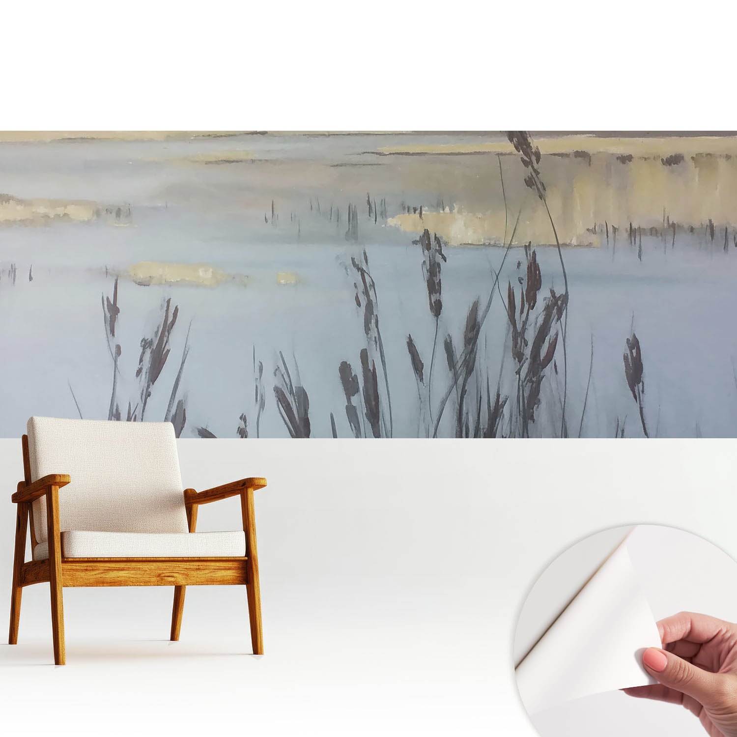 Tapeta samoprzylepna - nowoczesna stylowa elegancka wykończenie wysokiej jakości 250x104 cm - Jezioro z trzcinami refleksyjna przestrzeń TULUP