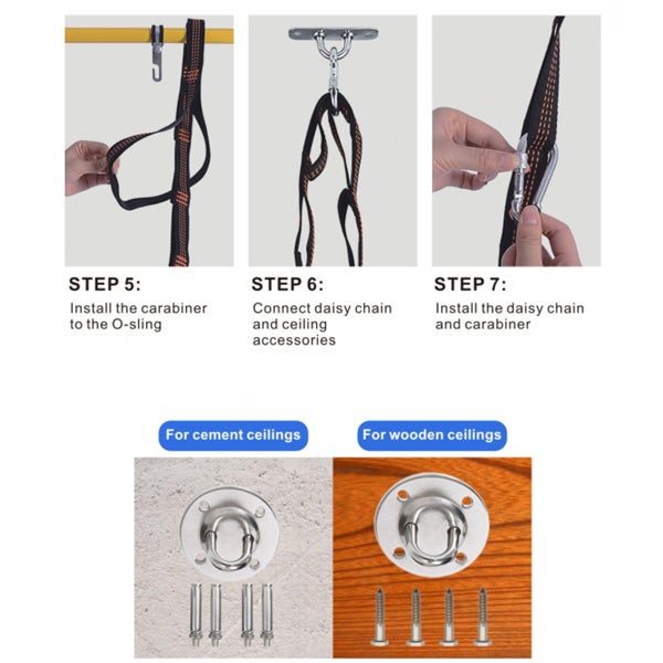 Hamac gris 280x150cm, chaise suspendue pour entraînement sensoriel, balançoire intérieure et extérieure, hamac de yoga aérien pour adultes - 5