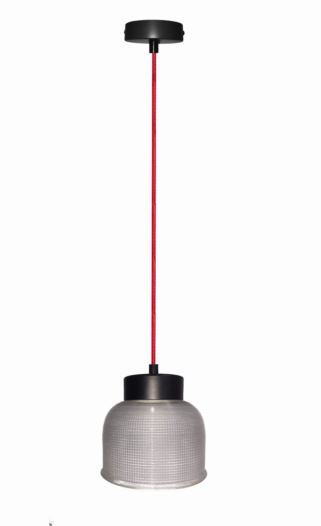 Lampa sufitowa wisząca Liverpool czarno-szara-czerwona 1xE27x40W wym: 90 x 14,5 x 14,5 cm szkło Candellux