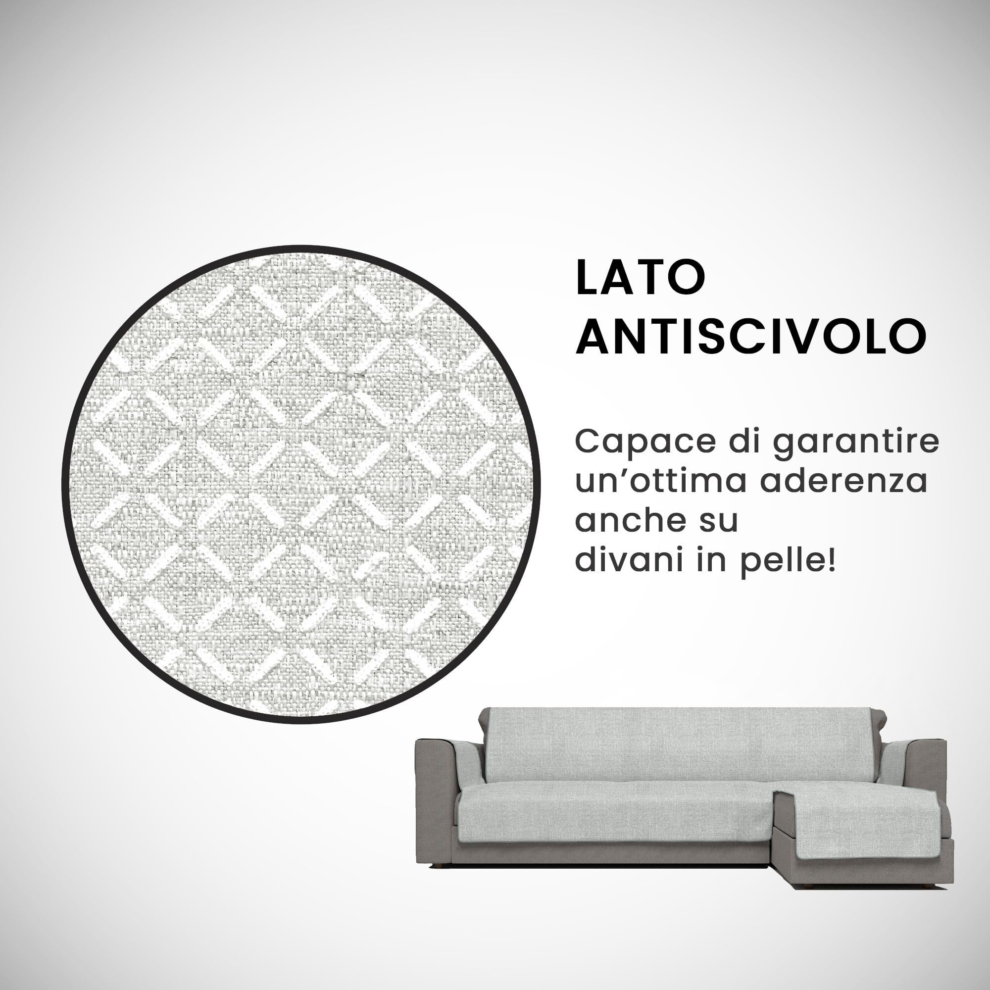 Italian Bed Linen COMFORT Copridivano Antiscivolo in poliestere, penisola destra, Grigio Chiaro, 190cm - 4