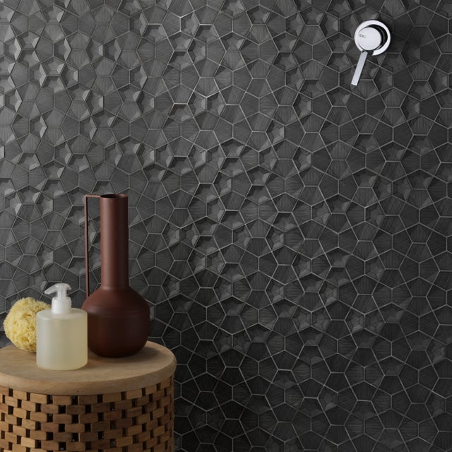 Mosaique Palladiane Aluminium 3D Noir - vendu par plaque de 27.9X27.9 cm -