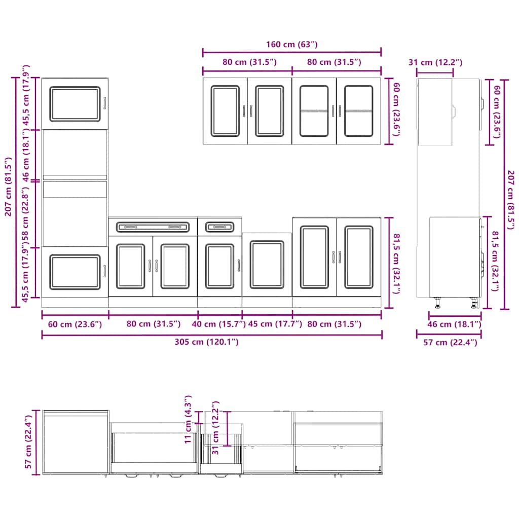 Ensemble d'armoires de cuisine 7 pcs Kalmar bois d'ingénierie vidaXL - 3