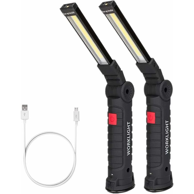 Lanternă de lucru reîncărcabilă, lanternă de buzunar COB pentru atelier cu bază magnetică, 5 moduri de lumină alb/roșu