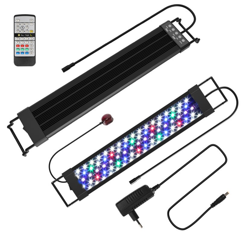 Lampe LED Pour Aquarium 8W - Étanche, 3 Modes De Luminosité, Bras Réglable à 360° - Pour Aquariums D'Eau Douce Et D'Eau De Mer Jusqu'à 15.5 Cm De Bord - 6