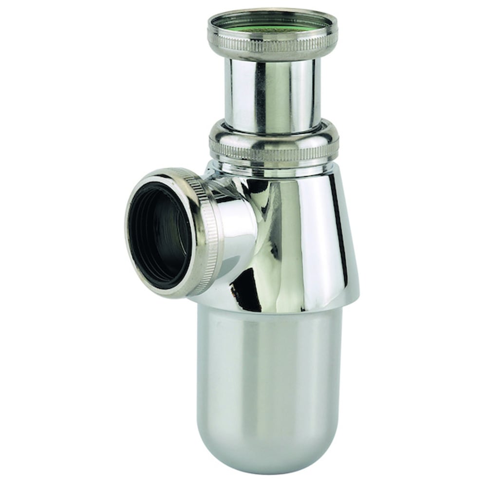 Siphon lavabo laiton chromé, réglable 35/90mm, sortie Ø32mm, débit : 46 l/mn - 4