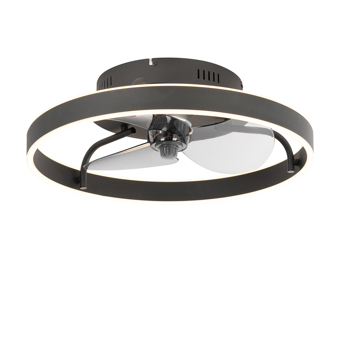 Qazqa nowoczesny wentylator sufitowy - Maddy - czarny, okrągły, led zintegrowana 40w zestawie, 2700k - 6500k, z pilotem, 50cm