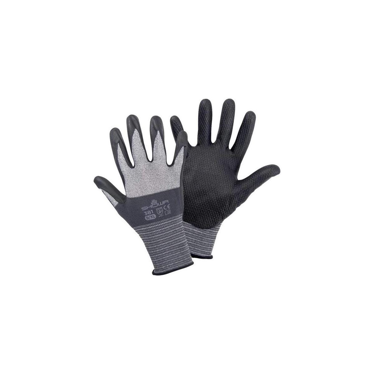 SHOWA 381, Rivestimento in Nitrile microporoso, Usi generici, Grigio con palmo nero, 9/XL SHOWA 381, Rivestimento in Nitrile microporoso, Usi generici, Grigio con palmo nero, 9/XL