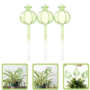 Globi Per Irrigazione Automatica In Vetro Soffiato XL – Set Da 3 Con Inserti In Metallo, Per Piante Da Interno, Regalo Per Giardinieri