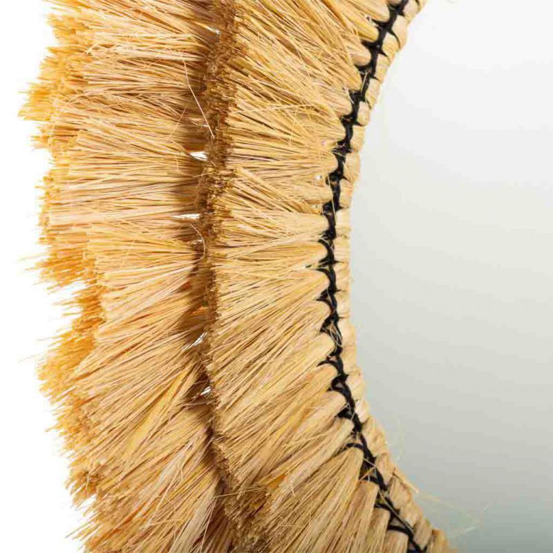 Miroir rond en fibre naturelle marron 57x57x6h - 7