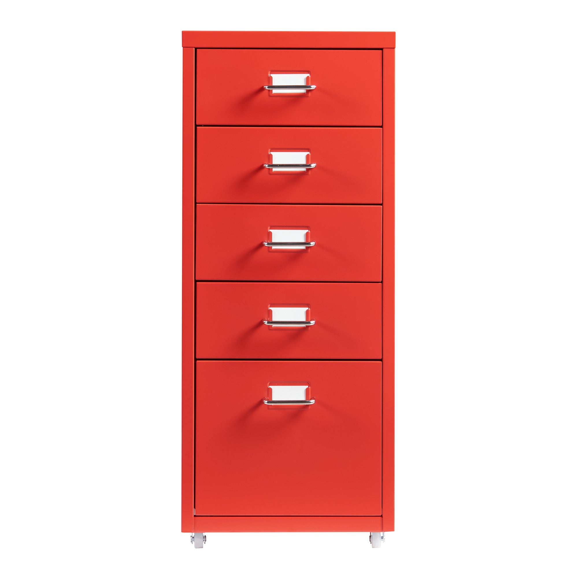 Caisson de bureau Kökar à roulettes avec 5 tiroirs 69 x 28 x 41 cm rouge [en.casa] - 5