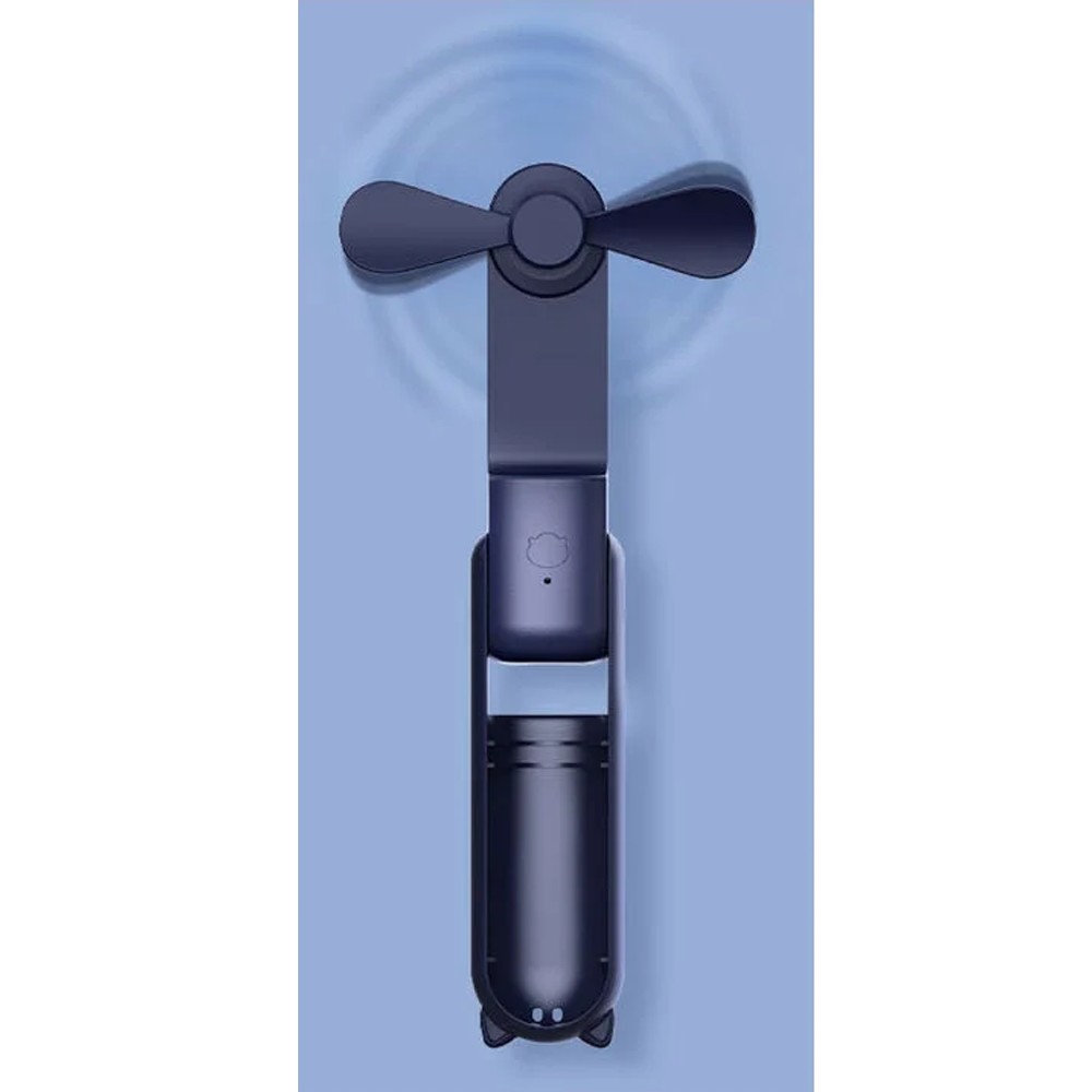 Kieszonkowy wentylator, miniaturowy przenośny wentylator, niebieski, zasilany akumulatorem USB, składany i cichy wentylator osobisty