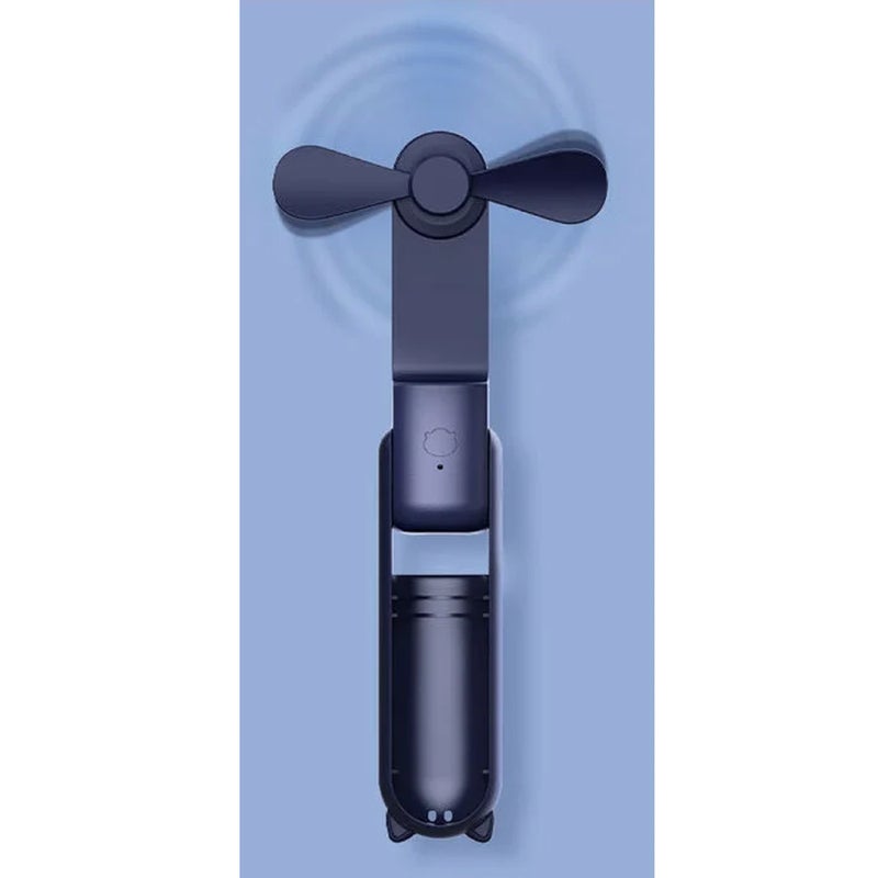 Kieszonkowy wentylator, miniaturowy przenośny wentylator, niebieski, zasilany akumulatorem USB, składany i cichy wentylator osobisty