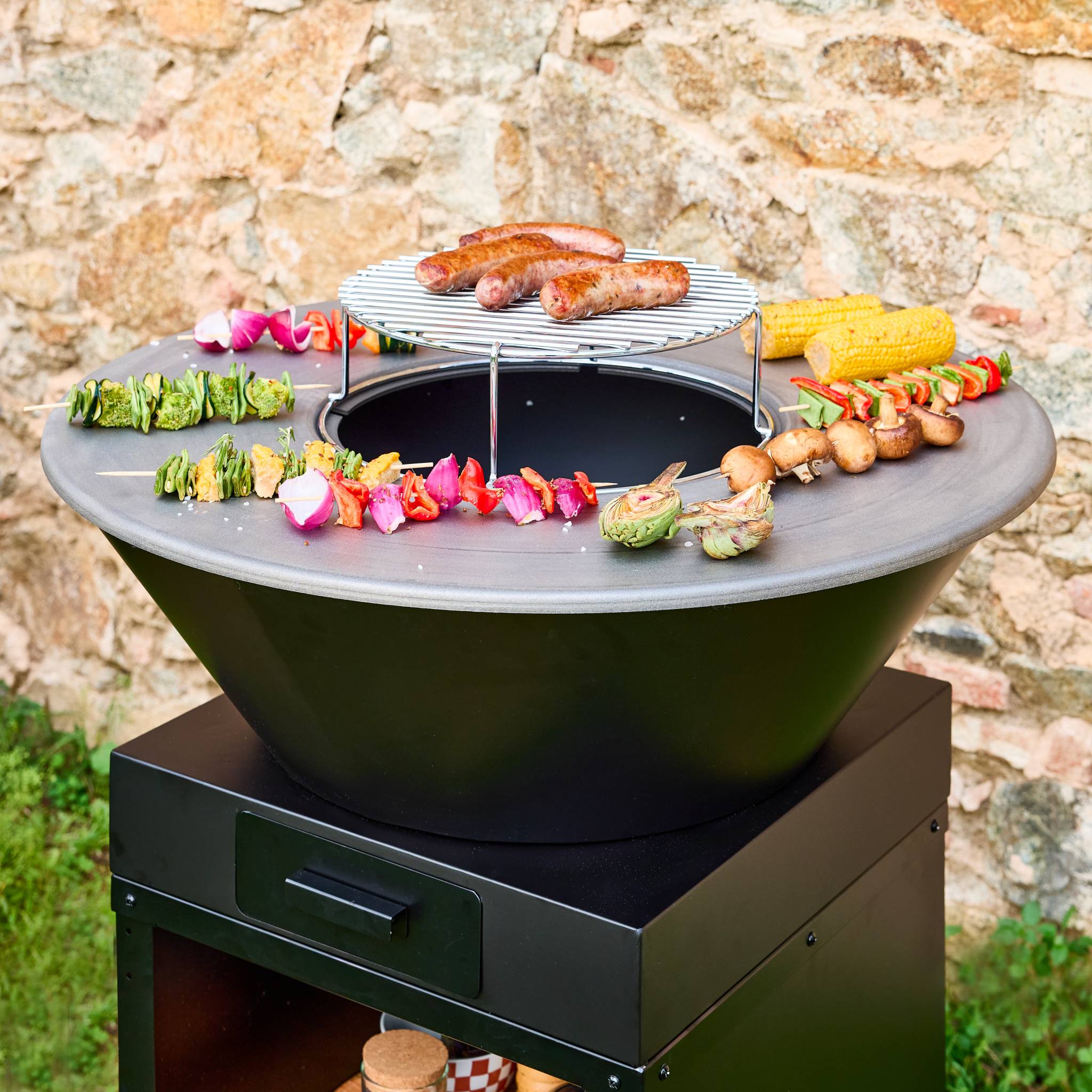 Brasero barbecue Ø81.5cm avec grille de cuisson et espace de rangement MOMBACHO - 3