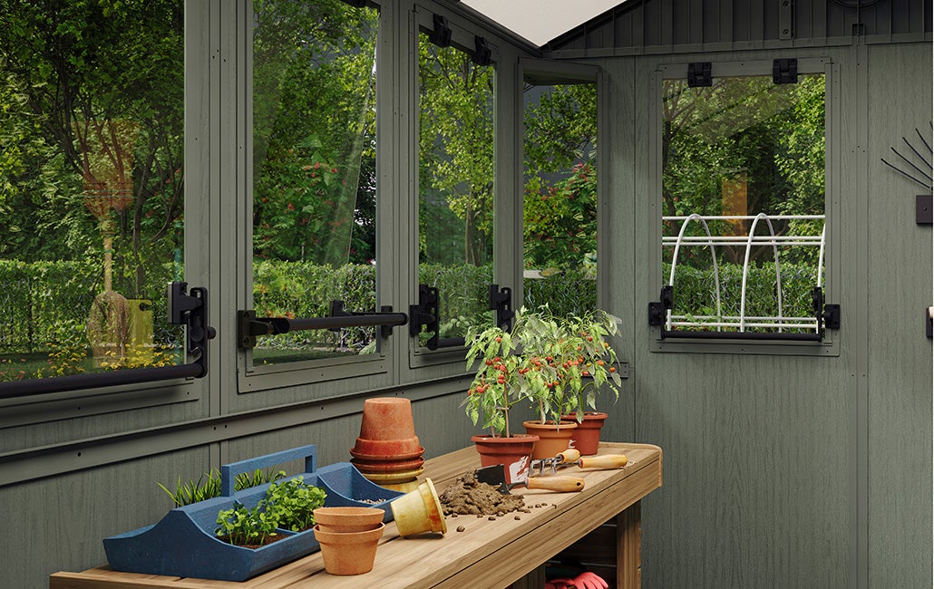 Serre de jardin combiné abri Darwin 68 - 4,5m - Vert aspect bois - KETER - 8