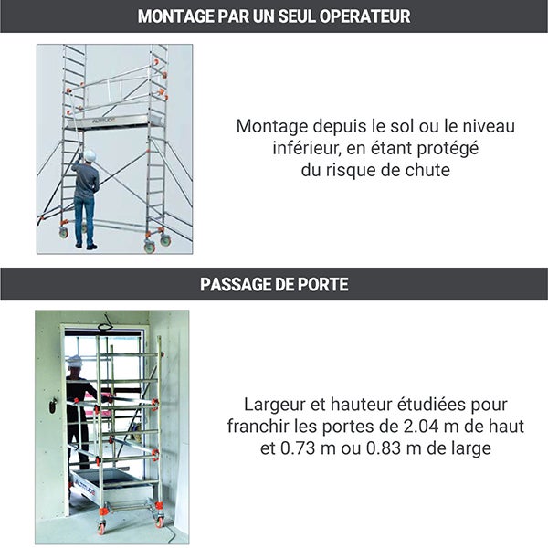Echafaudage roulant et pliant - Hauteur de travail maximale 4.80m - 613153 - 6