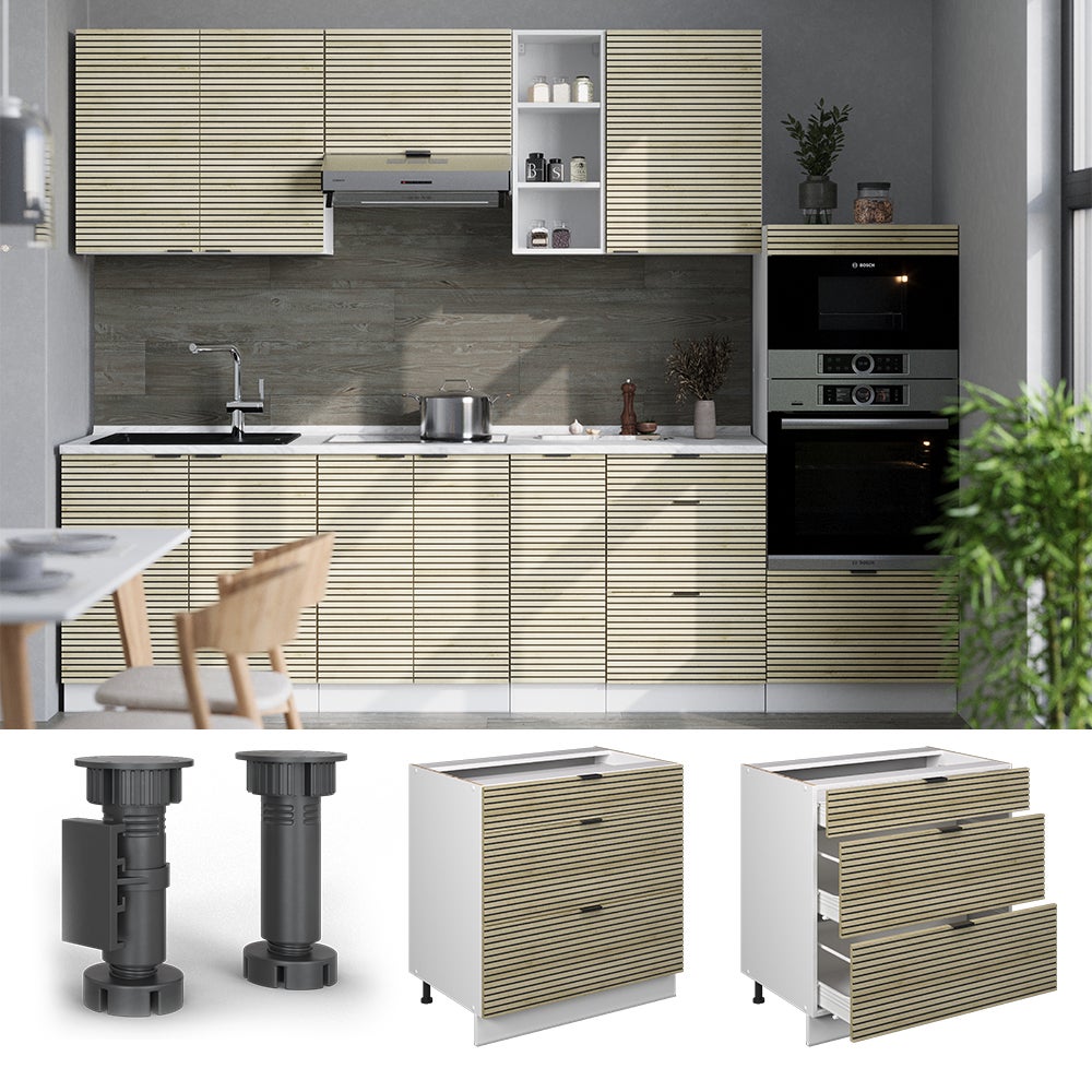 Vicco meuble de cuisine haut vitré R-Line, Chêne de force doré, 60 cm
