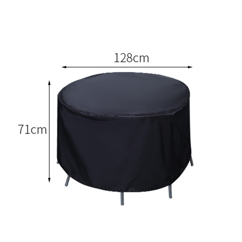 Housse Salon De Jardin Ronde 128x71cm - Protection Étanché Anti-UV Noir Pour Table Et Meubles Extérieurs
