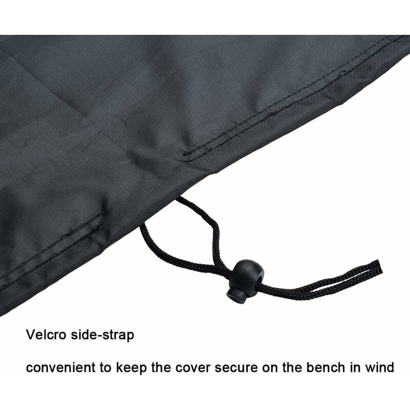 Housse de banc 2/3/4 places, imperméable, coupe-vent et indéchirable en tissu Oxford 210D anti-UV pour banc de terrasse extérieur - Noir (2 places) - 4