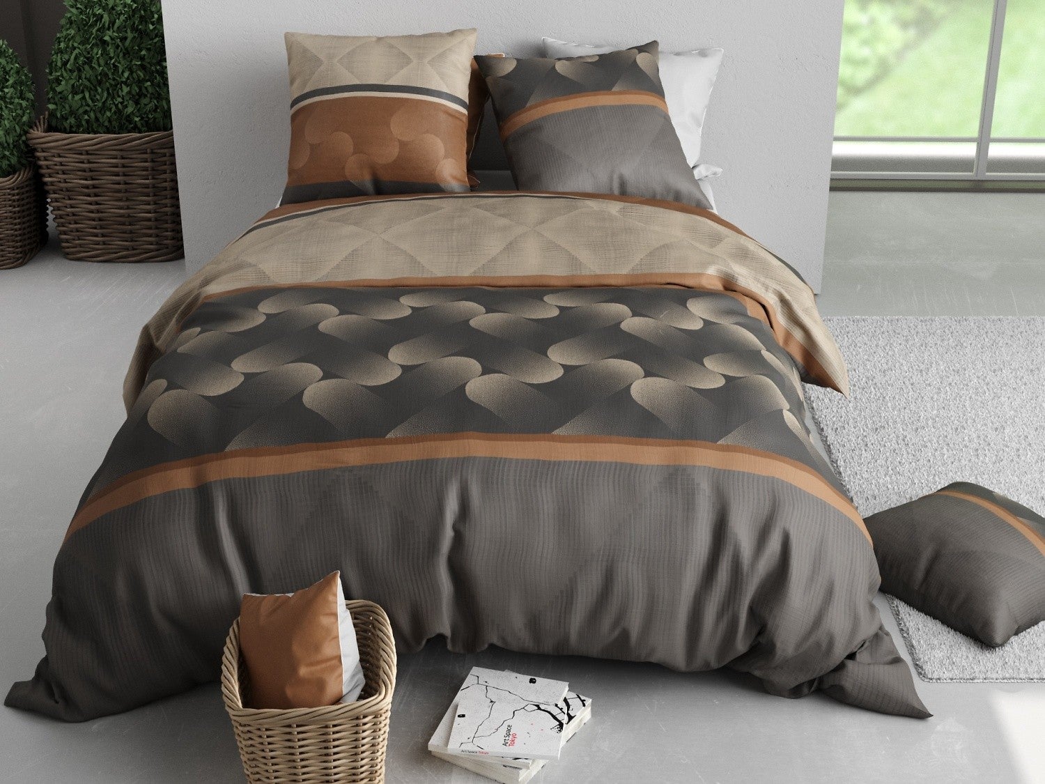 Parure de couette 3pcs 240x220cm + 2 taies 100% coton 57fils jaspe - 2