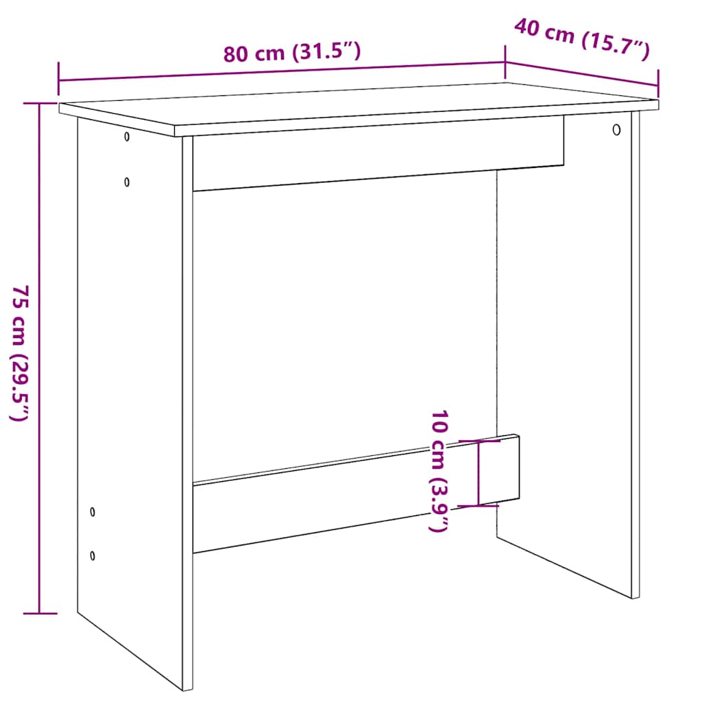 Bureau Blanc 80x40x75 cm Bois d'ingénierie vidaXL - 3