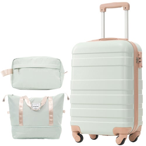 Valise rigide cabine en ABS verte, 39,5 x 23 x 58,5 cm, 3,65 kg,