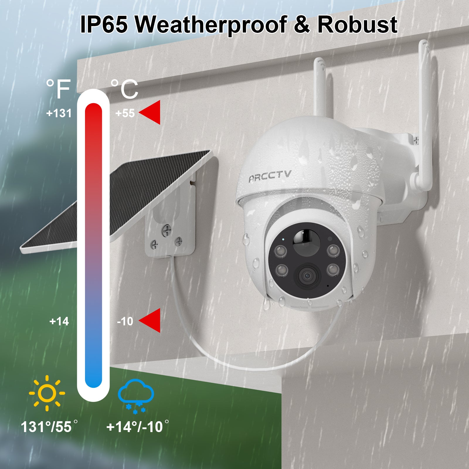 Caméra de surveillance sans fil WiFi extérieure solaire 4MP panoramique 360°, détection PIR, audio bidirectionnel-ZOOHI - 6