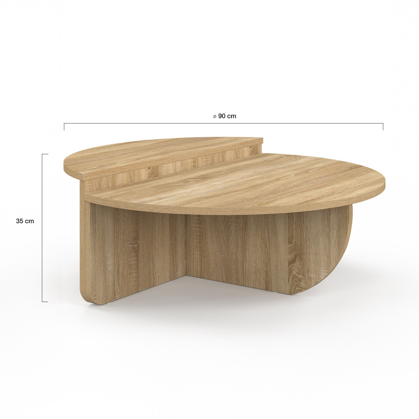 Lot de 2 tables basses rondes GUILIA 90 cm asymétriques façon hêtre - 4