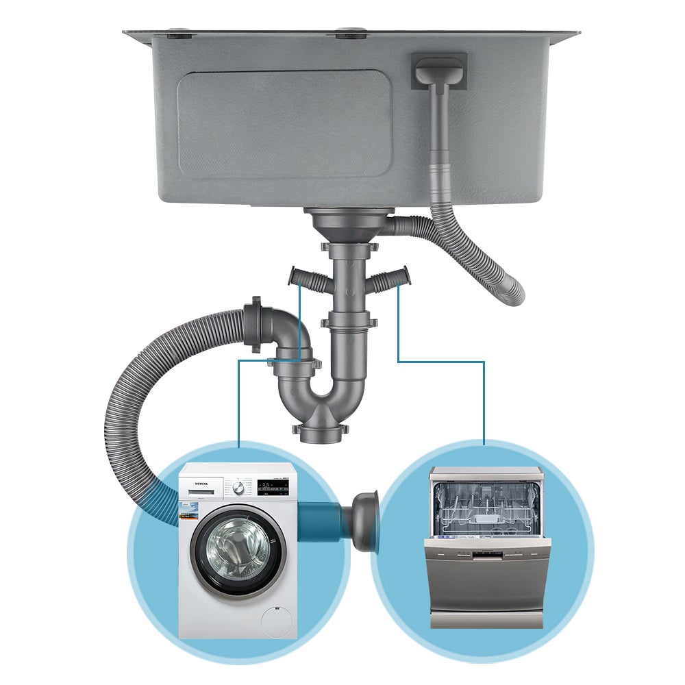 Cecipa max Evier Cuisine 1 Bac Évier Inox 1 Cuve avec Siphon et Trop-Plein Évier de Cuisine en Couleur Noir Anthracite 50×45×18.5CM,EU Modèle - 7