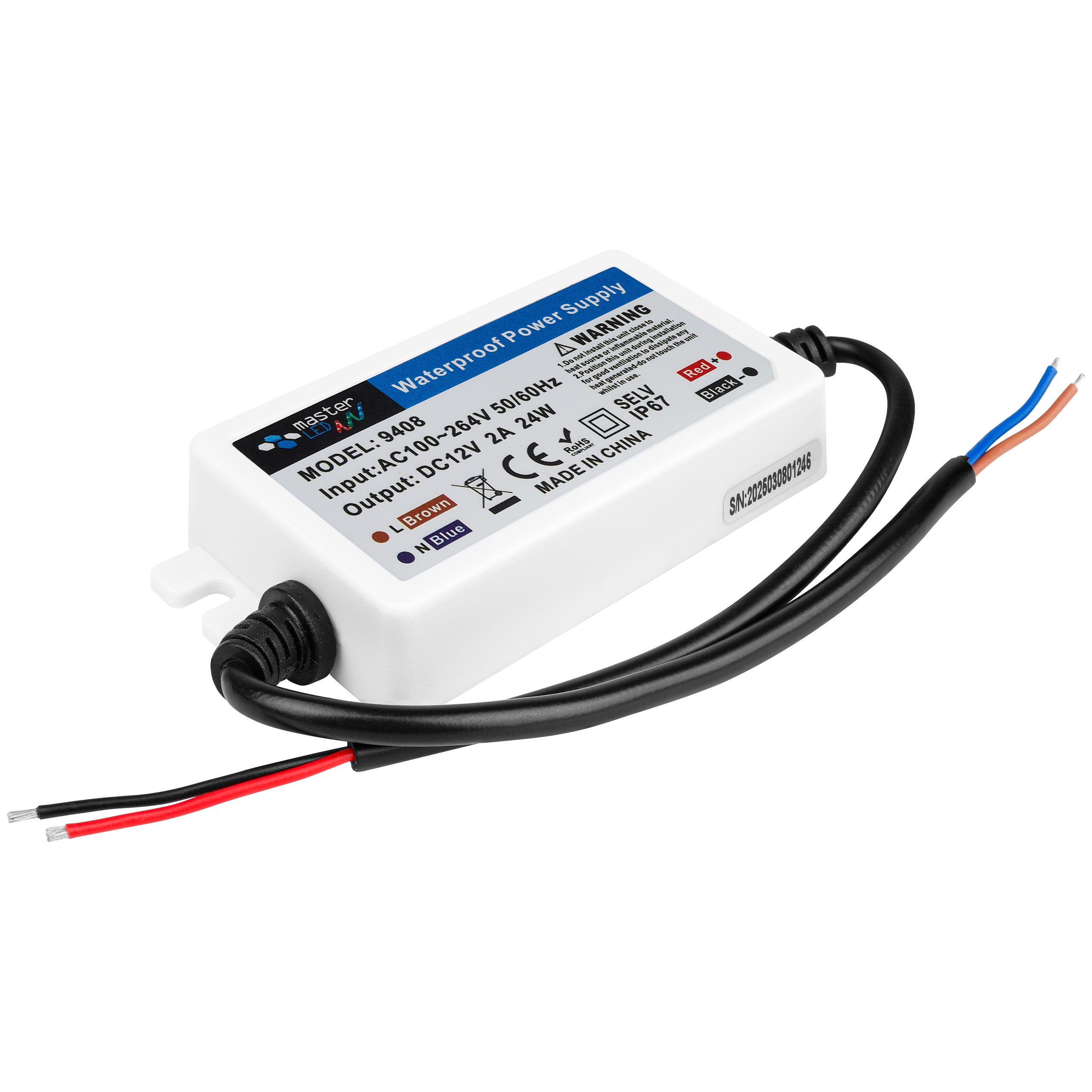 Zasilacz LED Ultra PC 12V 24W 2A IP67 80x40x16mm wodoszczelny kompaktowy MasterLED