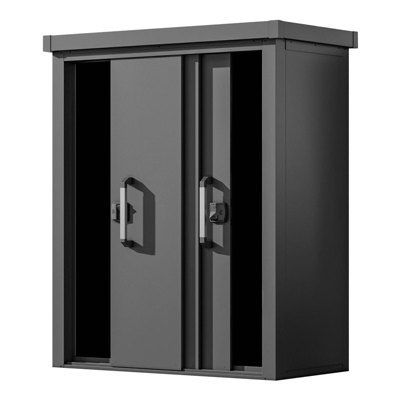 GFP Metalowa szafa ogrodowa 150x78x161 cm Przesuwan drzwi antracyt