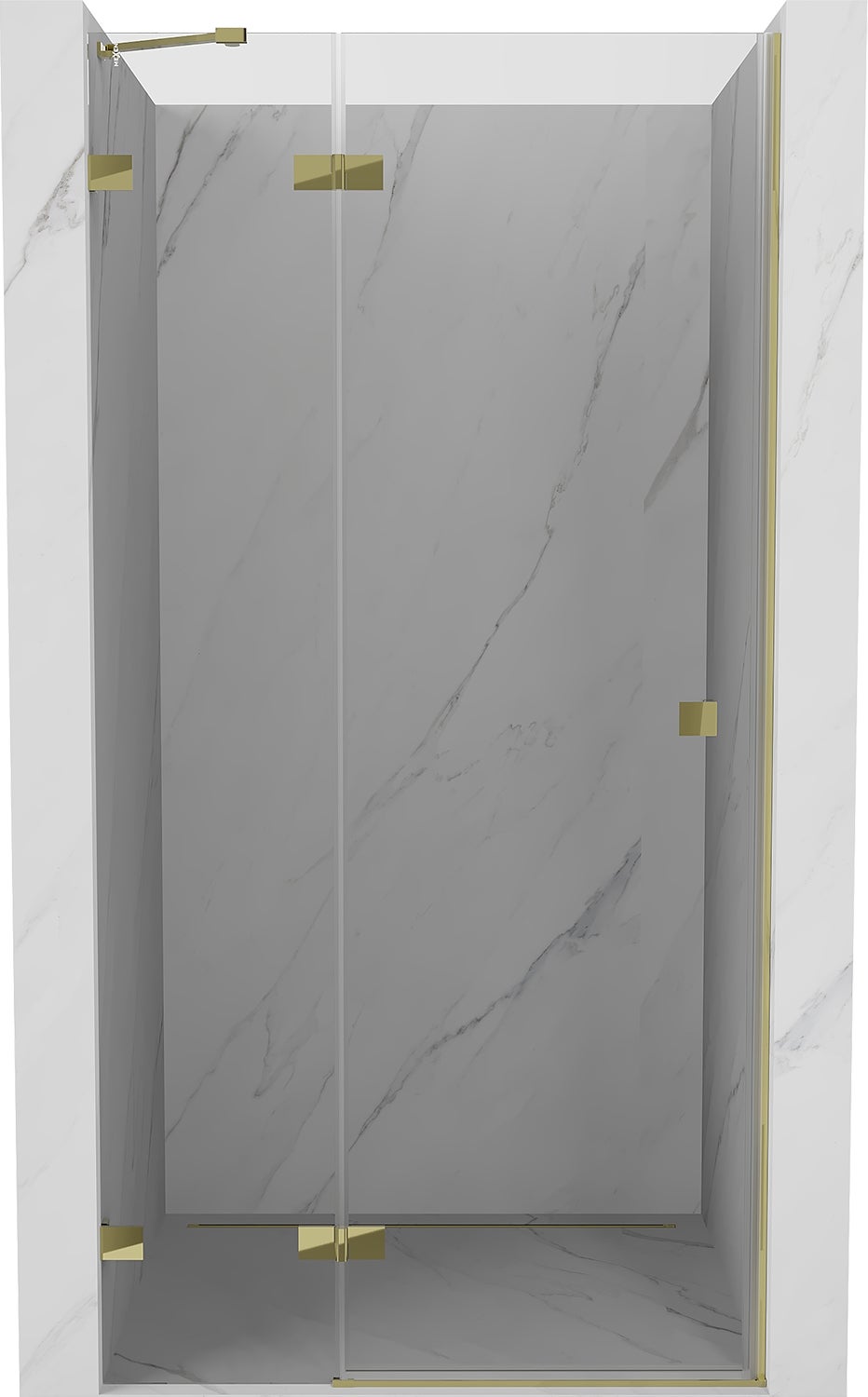 Mexen Lunar drzwi prysznicowe uchylne lewe 125 cm, transparent, złote - 834-125-000-50-00-L