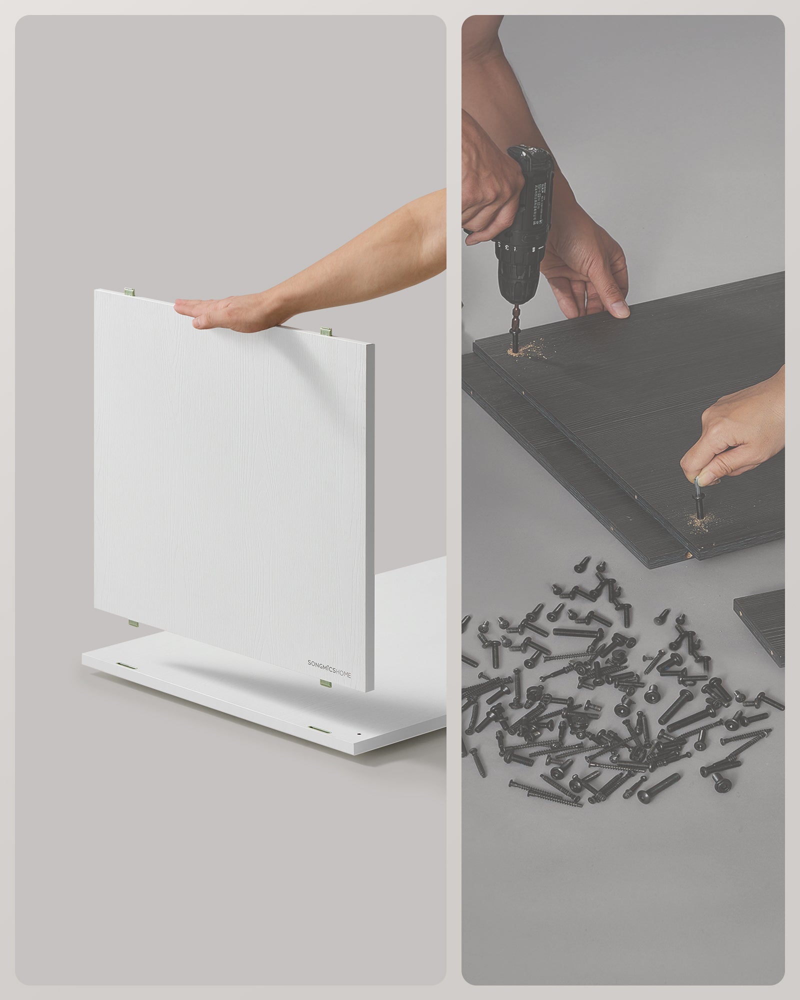 Assemblage Rapide sans Outils Toolless, Commode, Meuble de Rangement, Coiffeuse avec Étagère, Côte à Côte ou en L, pour Chambre, Bureau, Blanc Neige - 4