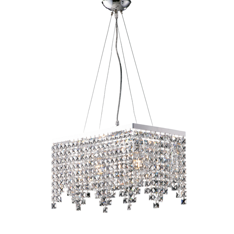 Lampa wisząca Penelope z mosiądzu i chromowanego żelaza, 2 lampy z kryształkami, dł. 48 x 30 cm, BL31-2-CR