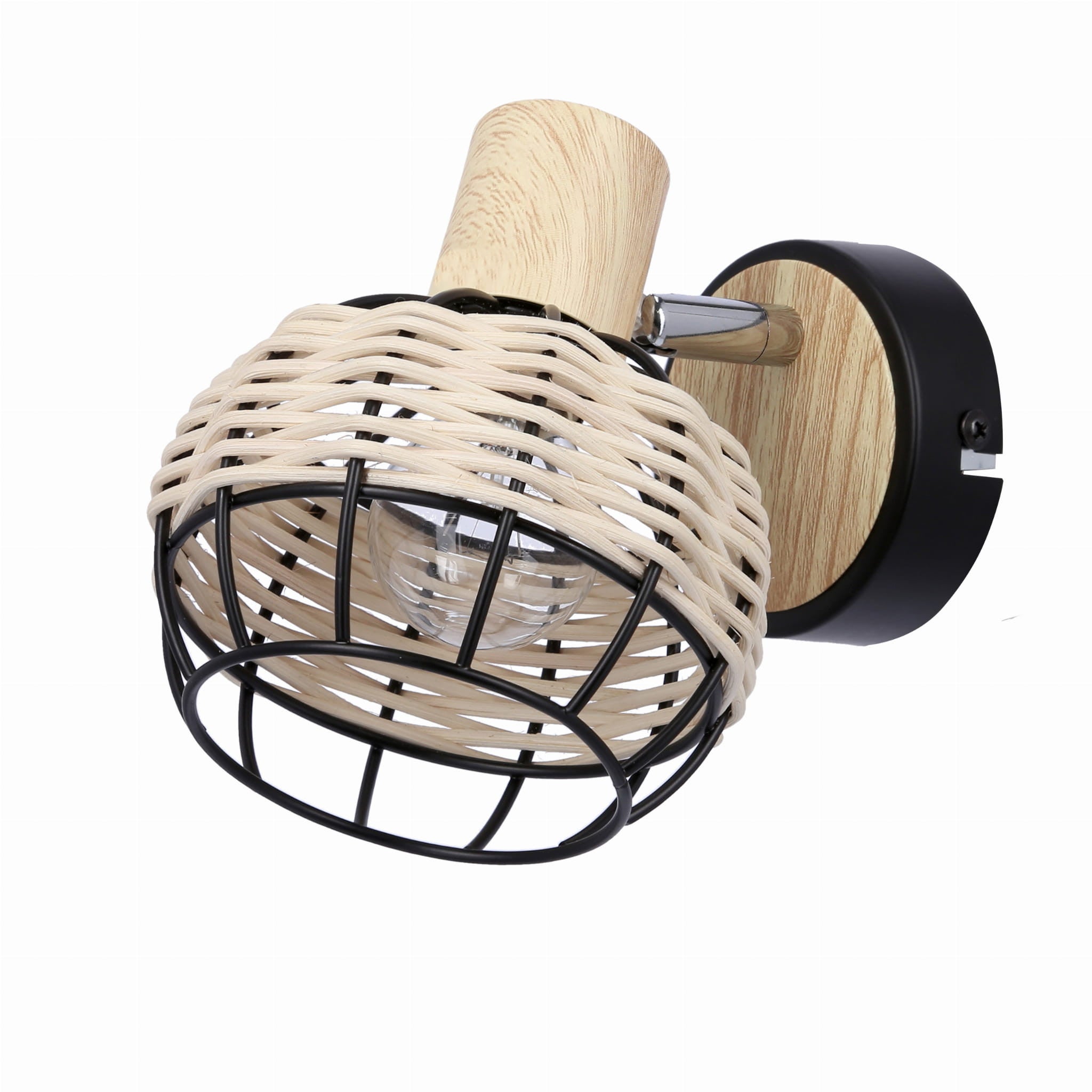 Kinkiet ścienny Tajga jasne drewno-czarny 1xE14x40W wym: 14 x 18 x 12 cm wiklina / rattan / słoma IP20 Candellux - 3
