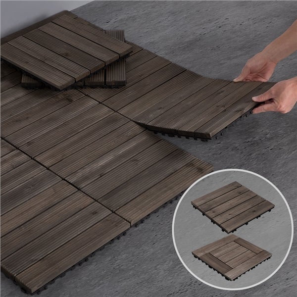 Lot de 27 Caillebotis Bois Exterieur Noir 5 lattes Yaheetech - 4