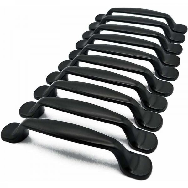 Uchwyt do drzwi szafkowych - stop aluminium - 10 sztuk - 128 mm - czarny - ze śrubami