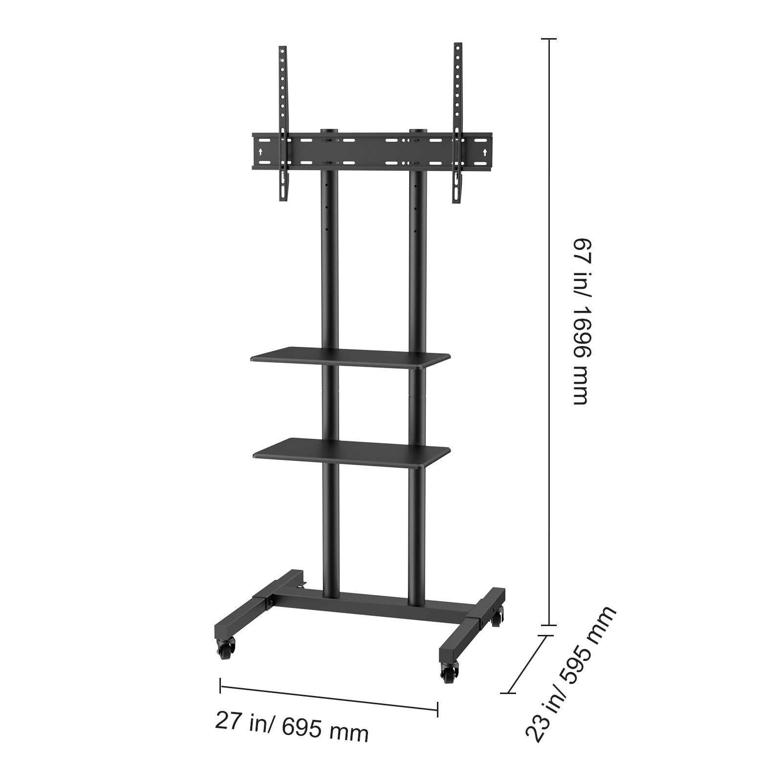 Support TV Mobile SucceBuy Réglable pour 32-70 Pouces, Avec Double Plateau AV, Portable pour Salon ou Chambre - 2