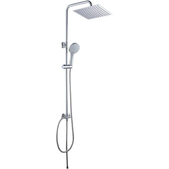 Valaz Colonne de douche carrée chromée sans robinet - 25 cm