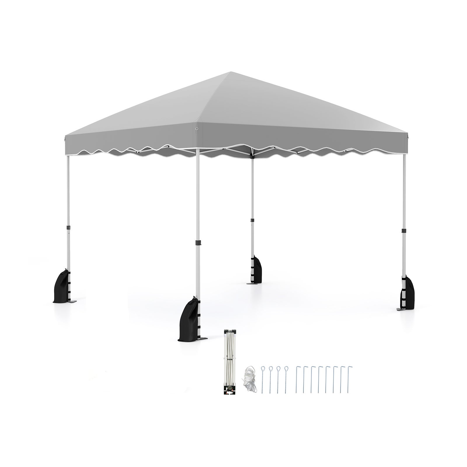 Pawilon składany 3 x 3 m, wodoszczelny, z torbą na kółkach, w zestawie: 4 liny wiatrowe i 4 worki na piasek i 8 śledzi, odporny na zimę, festiwale